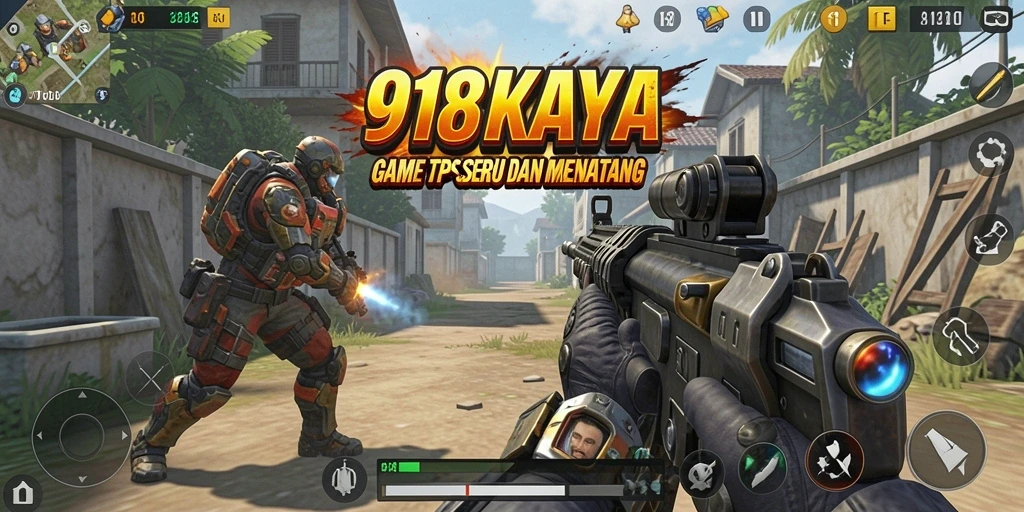 Tampilan gameplay menegangkan dalam 918KAYA saat bertempur di medan perang.