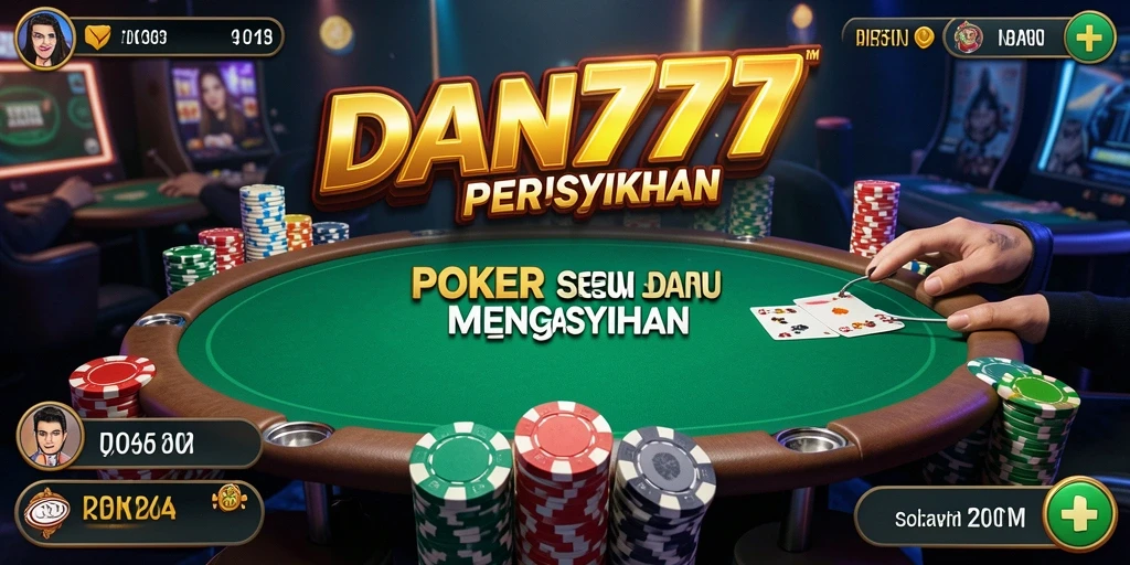 Tampilan permainan poker seru di DAN777 dengan banyak pemain aktif.