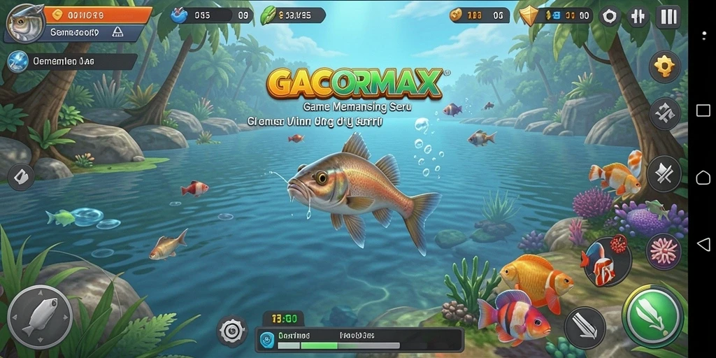 Tampilan gameplay GACORMAX dengan suasana memancing yang tenang.