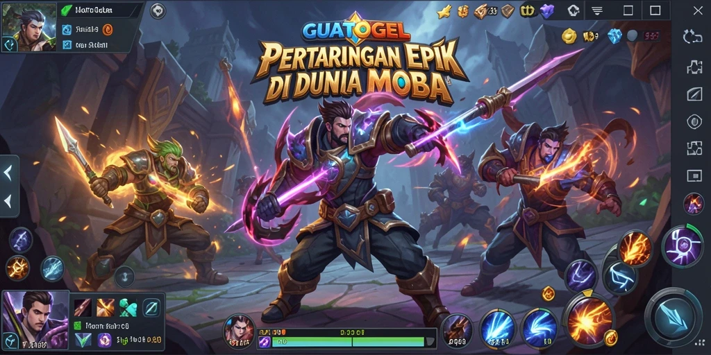 Screenshot GUATOGEL menampilkan aksi intens dalam pertempuran MOBA.