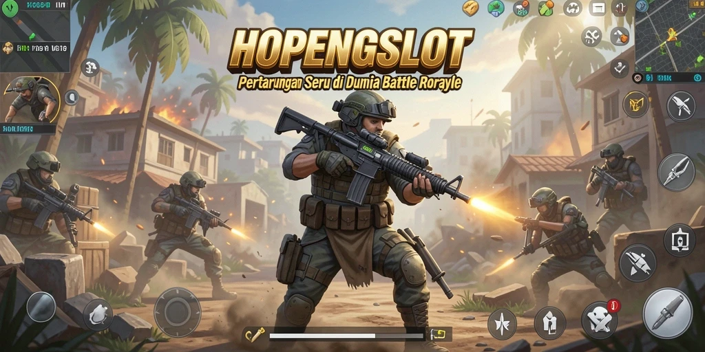 Screenshot HOPENGSLOT menampilkan aksi seru dalam pertempuran Battle Royale.
