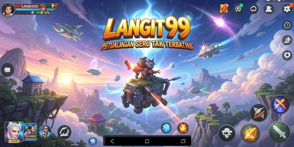 Screenshot LANGIT99 menunjukkan aksi petualangan yang mendebarkan di langit.