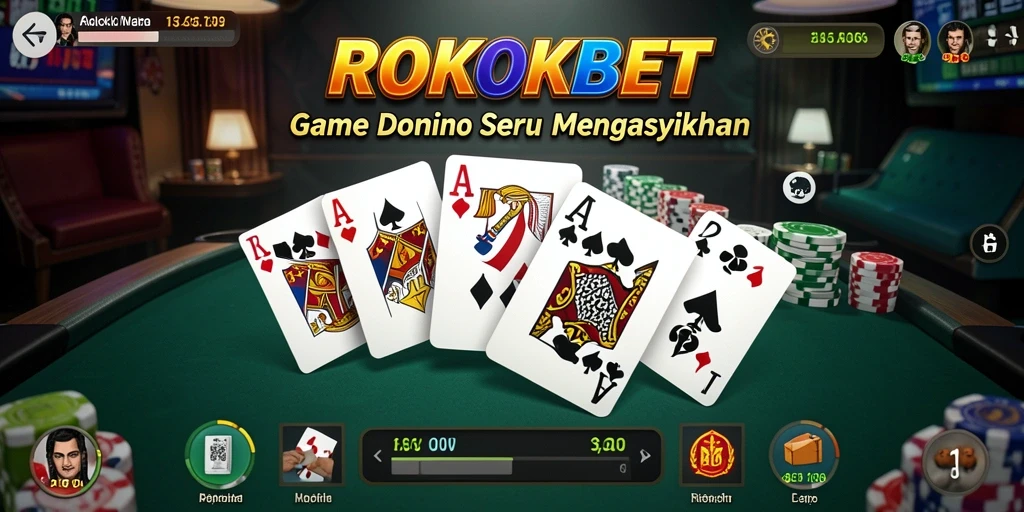 Tampilan gameplay ROKOKBET yang menampilkan keseruan permainan Domino.