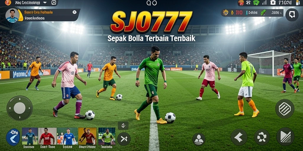 Tampilan gameplay SJO777 dengan aksi sepak bola yang mendebarkan.