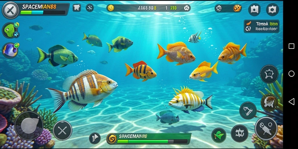 Gameplay SPACEMAN88 dengan serunya menembak ikan di lautan.