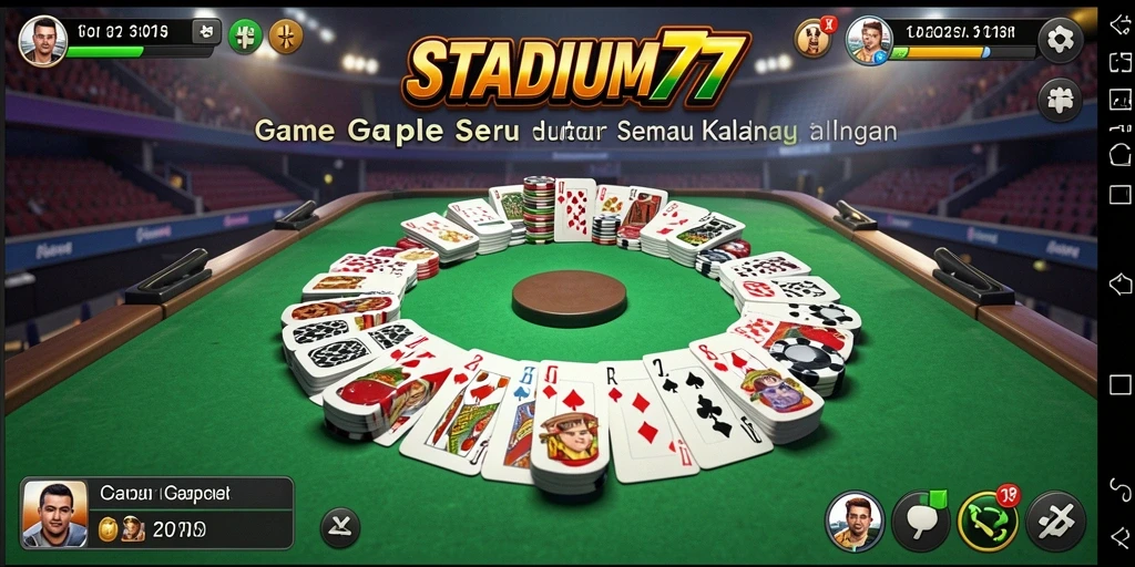 Tampilan gameplay Gaple di STADIUM77 yang menarik dan interaktif.