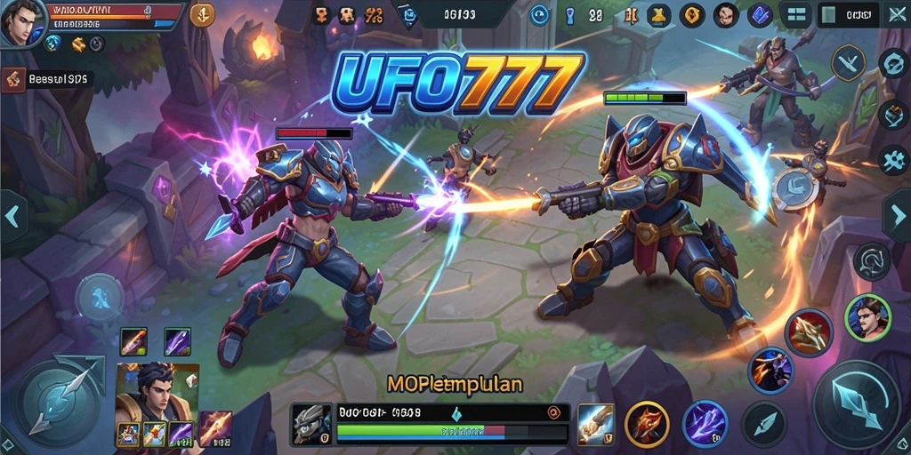 Screenshot gameplay UFO777 menampilkan aksi pertempuran yang intens dan grafis menakjubkan.
