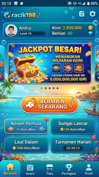 Screenshot fitur unggulan dari aplikasi racik198.